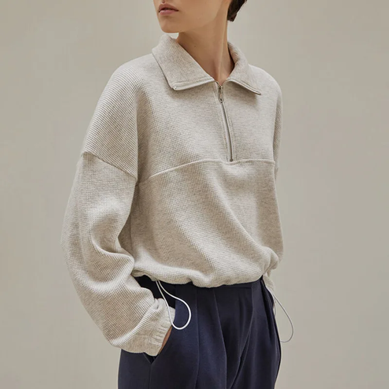 Winter Clothing Aesthetic - Katoen Wafel Zip Up Hoodies Gebreide