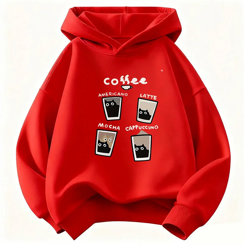 Winter Clothing Activity - Herfst/winter casual kinderhoodie met stijlvol café-kattenpatroon