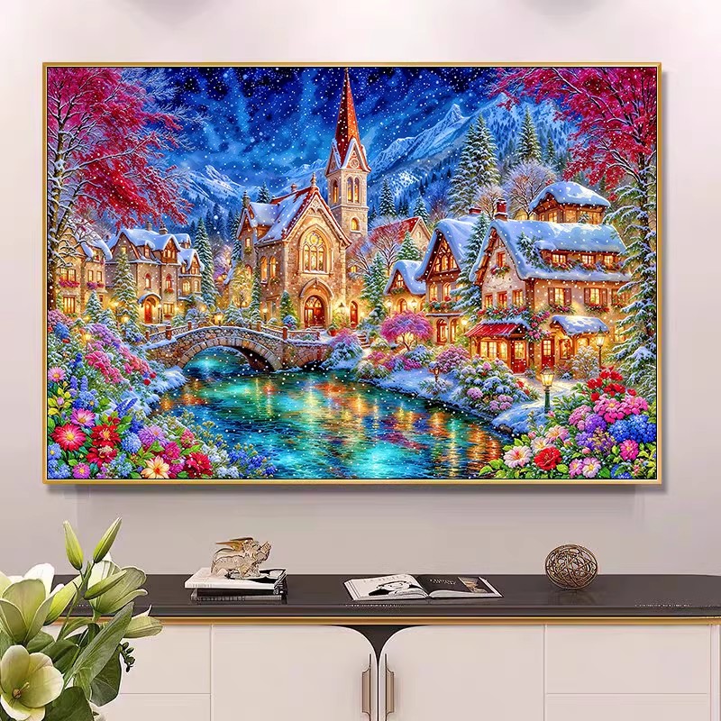 Winter Clothing Pinterest - 9ct 100x75cm Winter Kerk Borduurwerk DIY