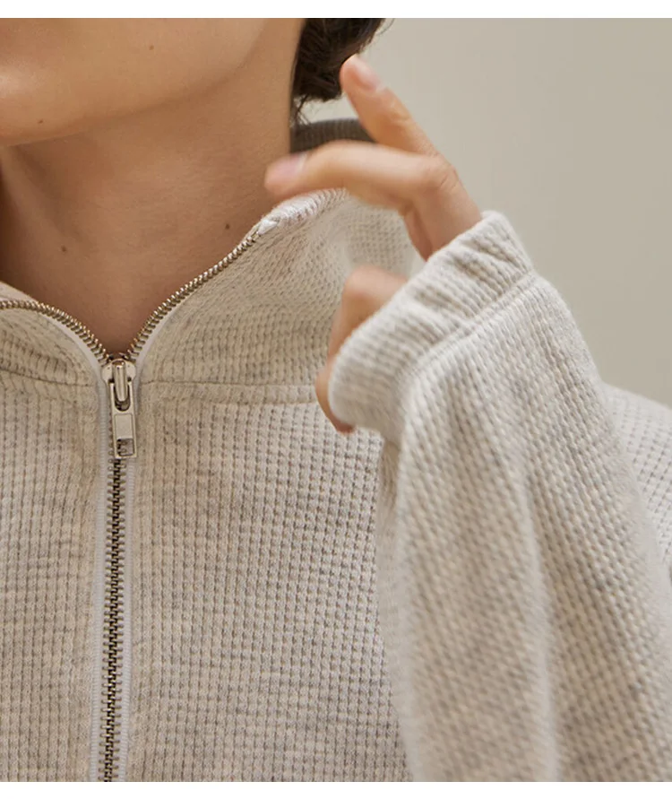 Katoen Wafel Zip Up Hoodies Ge - Winter Clothing Aesthetic recensie en prijs