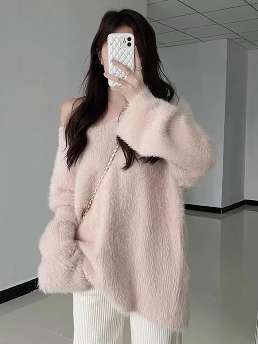 Truien Vrouwen Roze V-hals Her - Winter Clothing Aesthetic recensie en prijs